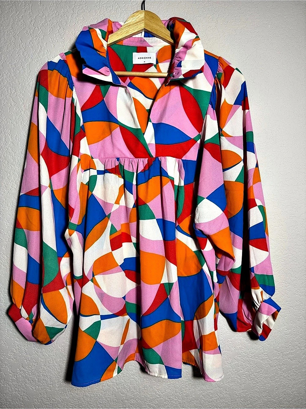 Adrienne Colorful Mod Geometric Babydoll Tunic Top